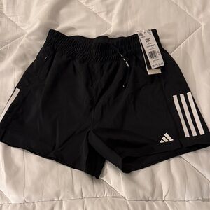 Adidas Women’s 4” Black Athletic Shorts with White Stripes